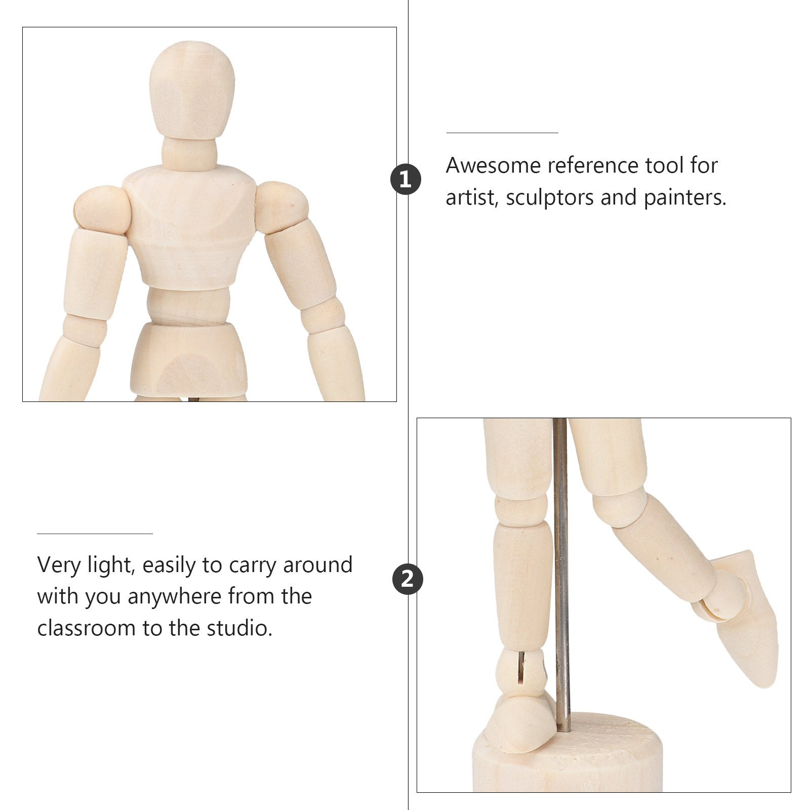 3Pcs 4.5in Wooden Human Drawin - Home Office Studio ulasan dan harga