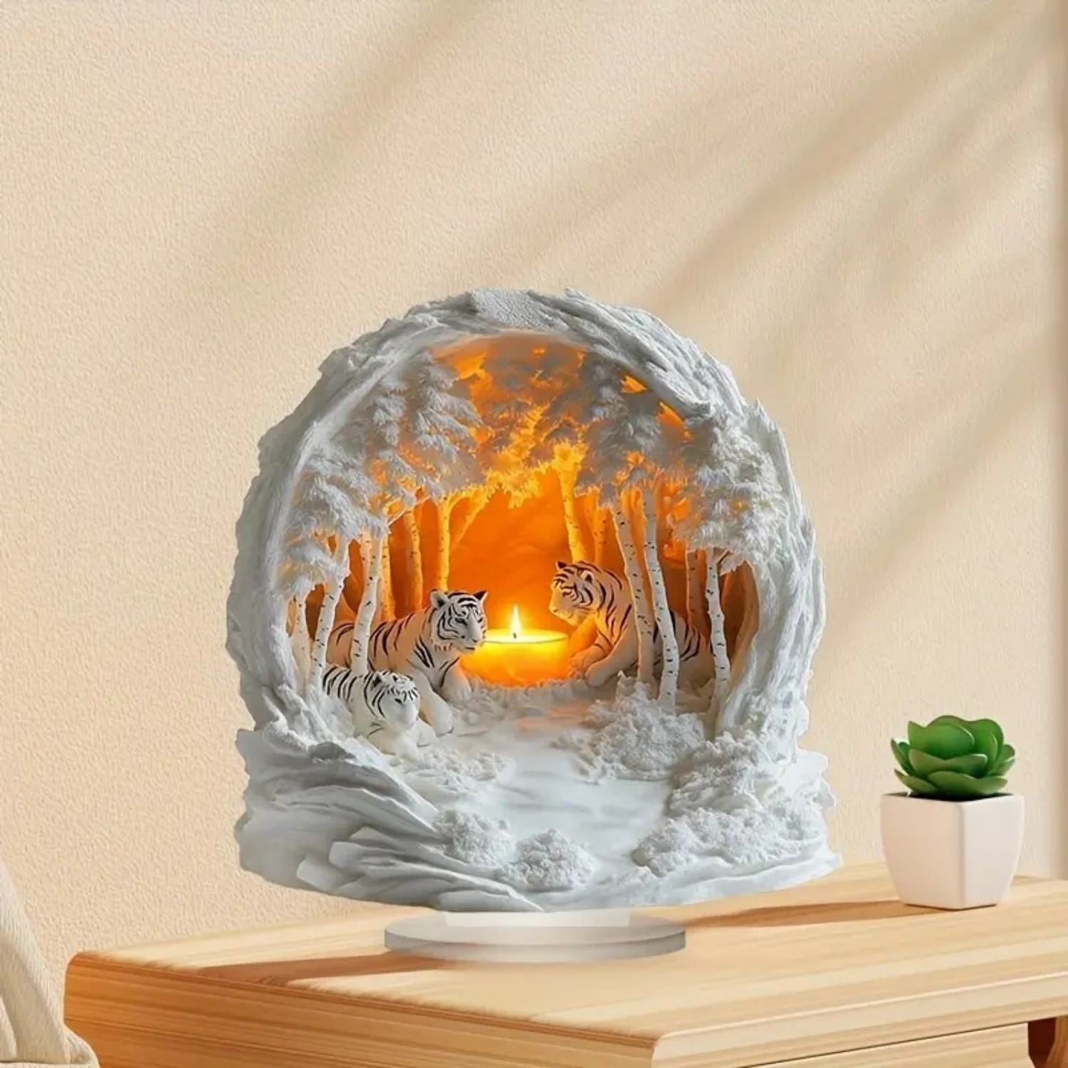 Two Tigers Statue,2D Flat Anim - Office Table Home ulasan dan harga