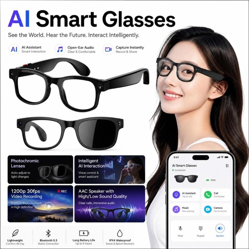 2 in 1 AI Smart Glasses HD Pho - Blue Light Glasses ulasan dan harga