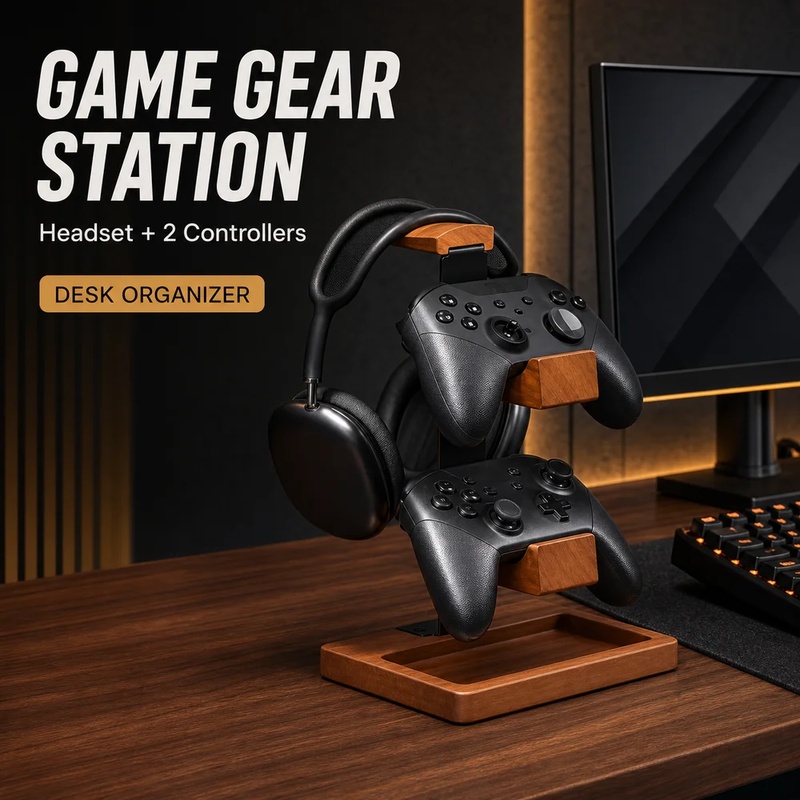 Wooden Headphone Stand Gaming  - Home Office Headset ulasan dan harga