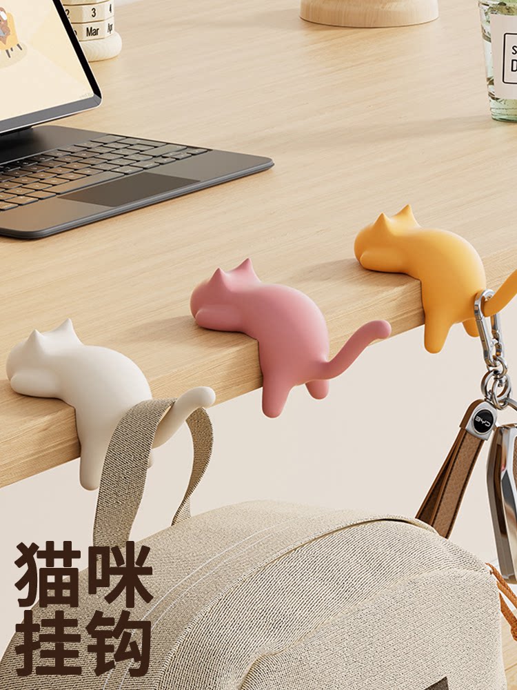 Cute Portable Cat Bag Hook Han - Office Table Home ulasan dan harga